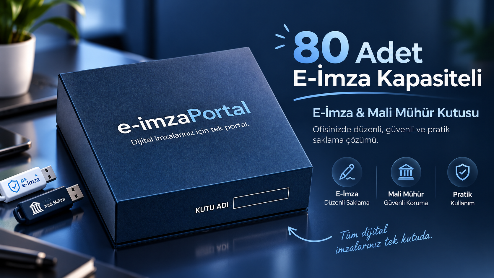 80 adet e-imza kapasiteli kutu